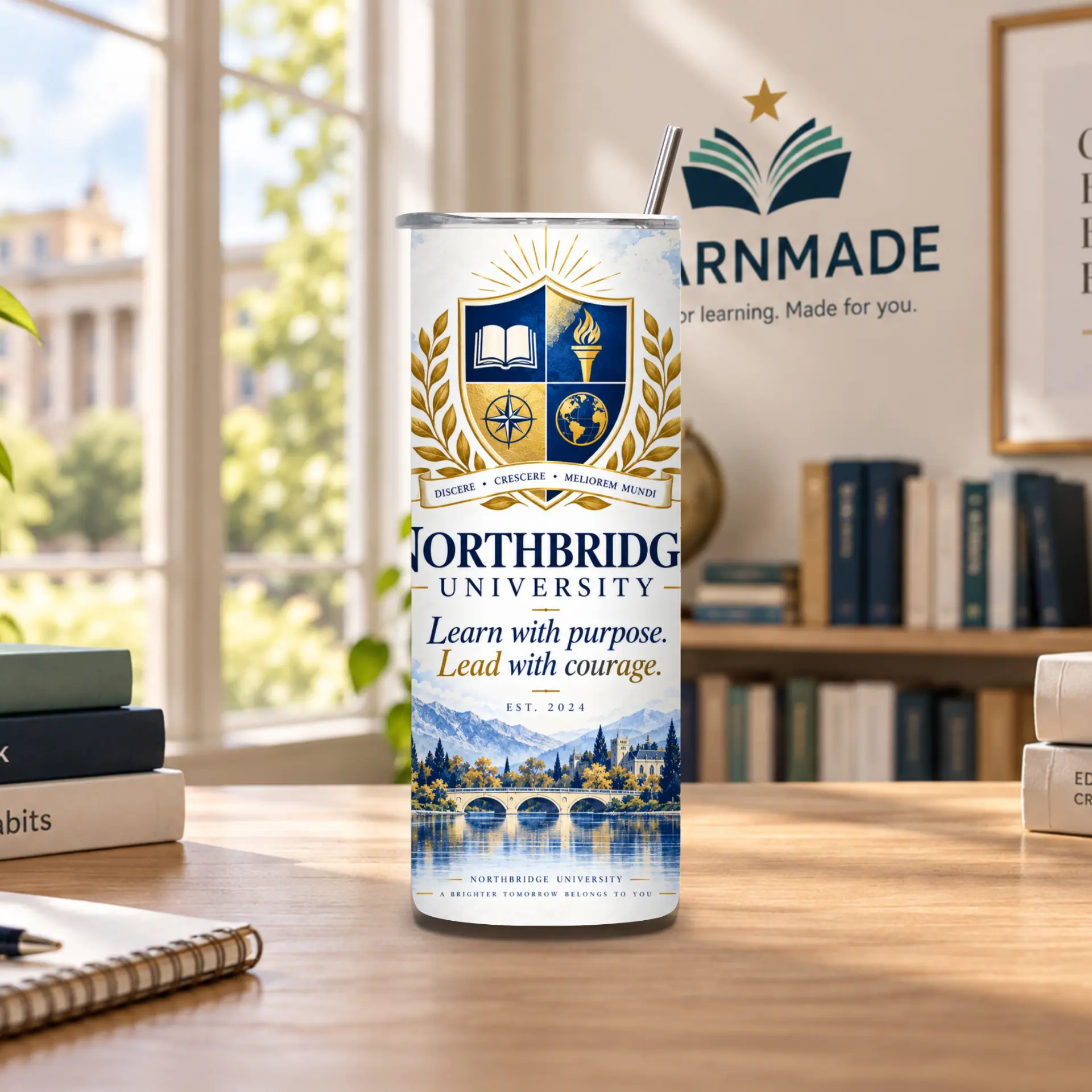Learn with Purpose design on a 20oz Tumbler